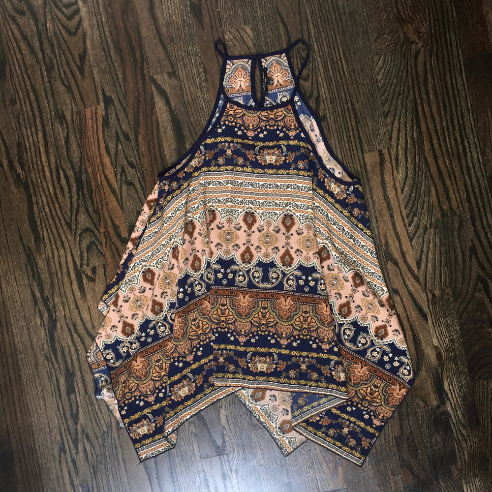 Romeo + Juliet flowy long halter swing top